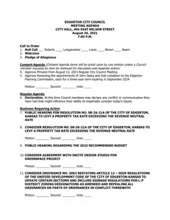 First page of the agenda