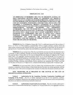 First page of Ordinance No. 1018, the City’s copy