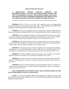First page of Resolution No. 09-22-22C, the City’s copy