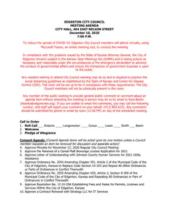 First page of the agenda packet