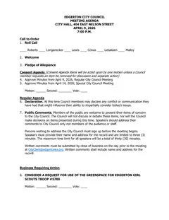 First page of the agenda