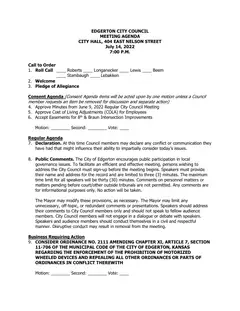 First page of the agenda