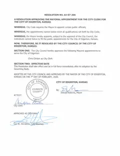 First page of Resolution No. 02-07-20A, the City’s copy