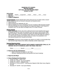 First page of the agenda packet