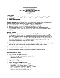 First page of the agenda packet