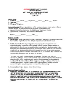 First page of the agenda packet