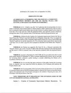 First page of Ordinance No. 2048, the City’s copy