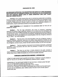 First page of Ordinance No. 2039, the City’s copy