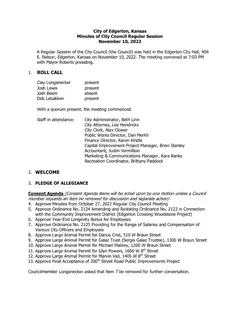 First page of the minutes