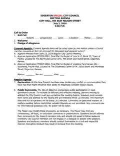 First page of the agenda packet