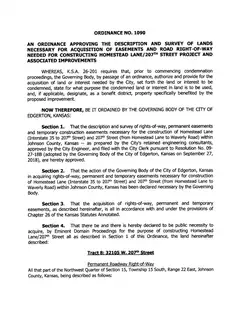 First page of Ordinance No. 1090, the City’s copy
