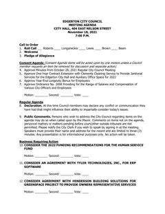 First page of the agenda packet