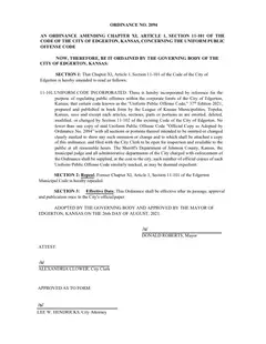 First page of Ordinance No. 2094, the City’s copy