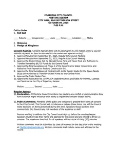 First page of the agenda