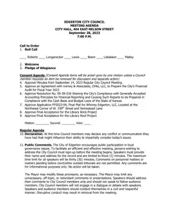 First page of the agenda packet