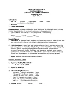 First page of the agenda packet
