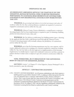 First page of Ordinance No. 1015, the City’s copy
