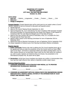First page of the agenda packet
