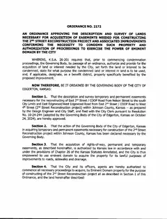 First page of Ordinance No. 2172, the City’s copy