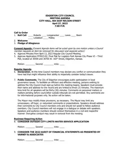 First page of the agenda