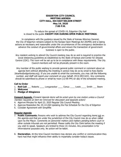 First page of the agenda packet