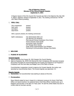 First page of the minutes