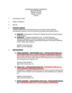 First page of the agenda
