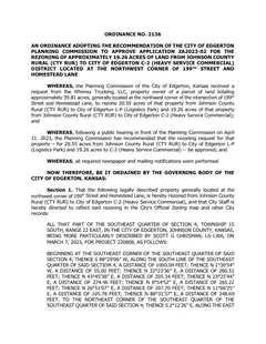 First page of Ordinance No. 2136, the City’s copy