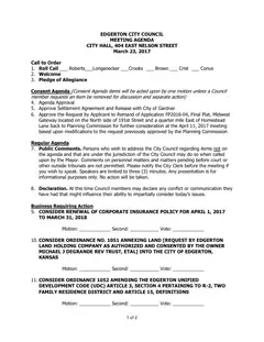 First page of the agenda packet