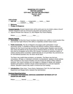 First page of the agenda packet