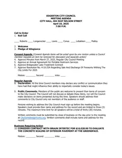 First page of the agenda packet