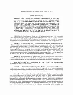 First page of Ordinance No. 1061, the City’s copy
