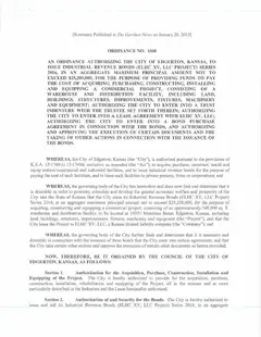 First page of Ordinance No. 1008, the City’s copy