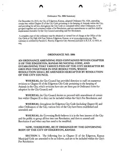 First page of Ordinance No. 1006, the City’s copy