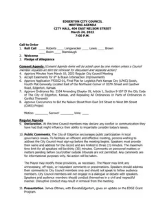 First page of the agenda packet