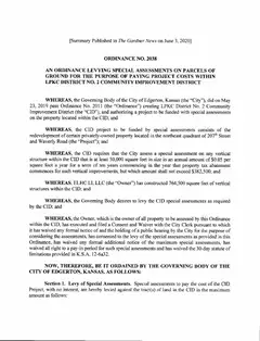 First page of Ordinance No. 2038, the City’s copy
