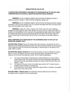 First page of Resolution No. 08-25-22E, the City’s copy