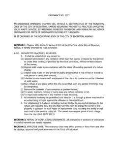 First page of Ordinance No. 2077, the City’s copy