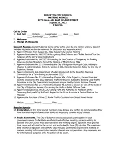 First page of the agenda