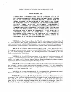 First page of Ordinance No. 1036, the City’s copy
