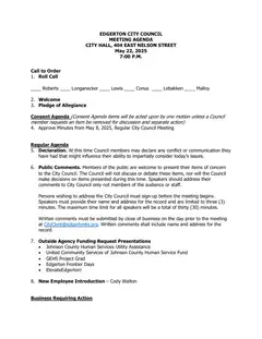 First page of the agenda packet