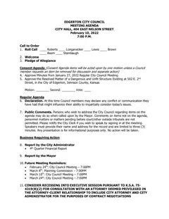 First page of the agenda packet