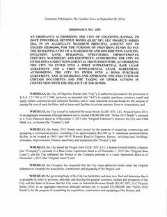 First page of Ordinance No. 1035, the City’s copy