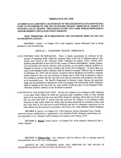 First page of Ordinance No. 2018, the City’s copy