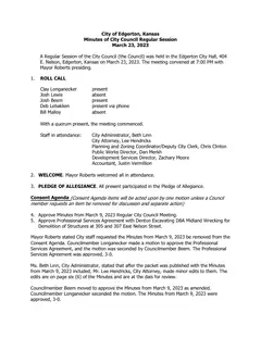 First page of the minutes