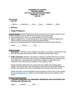 First page of the agenda packet