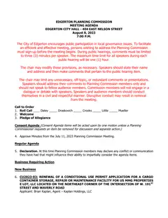 First page of the agenda packet