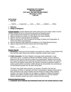 First page of the agenda