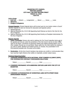 First page of the agenda packet