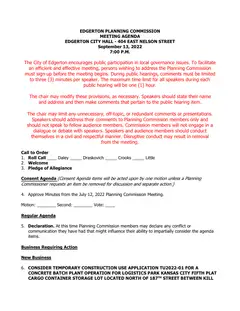 First page of the agenda packet